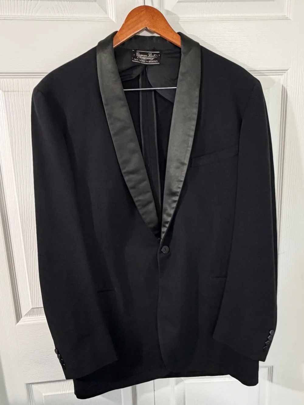 Vintage Rogers Peet Tuxedo Jacket Satin Shawl Collar Black Mens Size 44